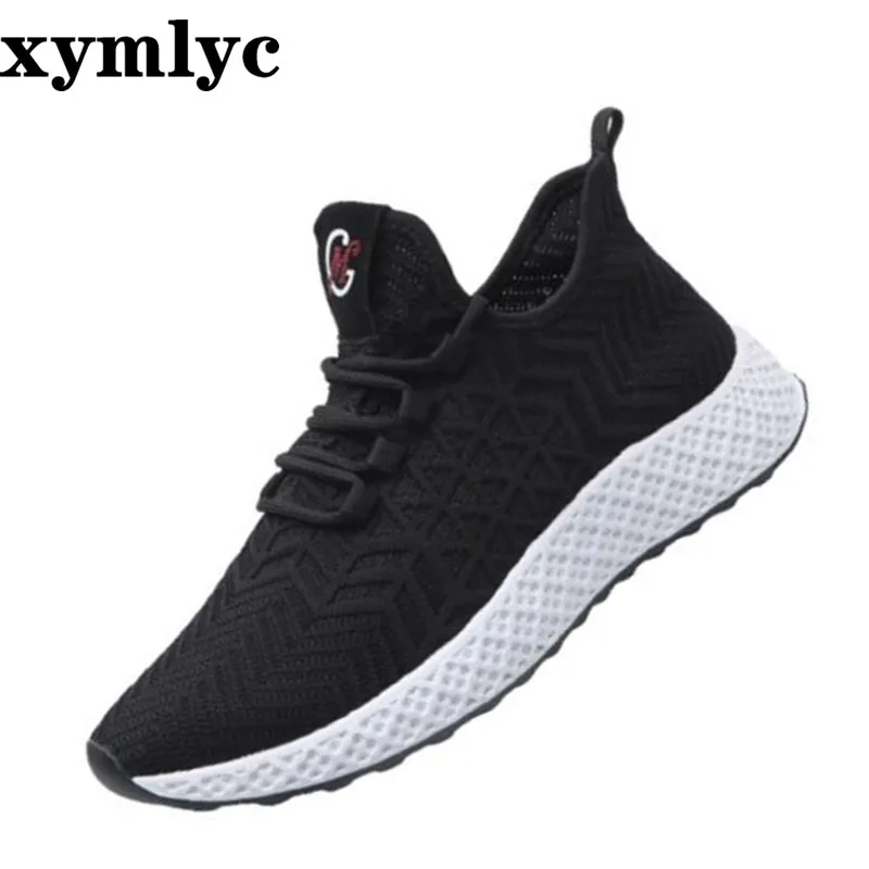 

2019 men's explosions non-slip breathable casual soft mesh shoes solid color round head Lace-Up light Hard-Wearing flat shoes
