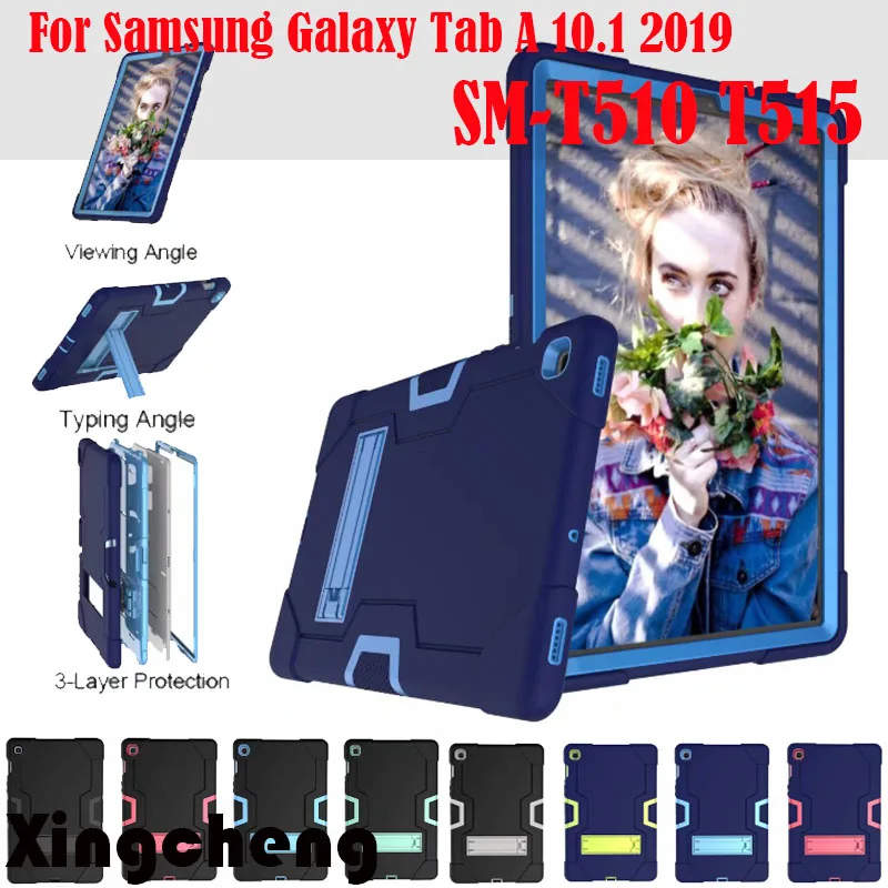 Сверхмощный чехол подставка для Samsung Galaxy Tab A 10 1 дюйма T510 T515 2019 силиконовый Жесткий