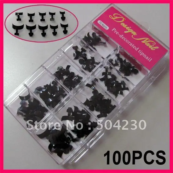 

Black Short french nail art wrap tips Edge Form Guide Decoration Salon DIY 100PCS/Set