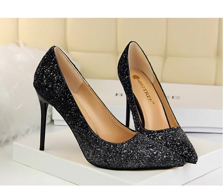 Туфли-лодочки bigtree женская обувь с острым носком модная обувь на высоком каблуке без шнуровки Элегантные Свадебные Вечерние туфли на