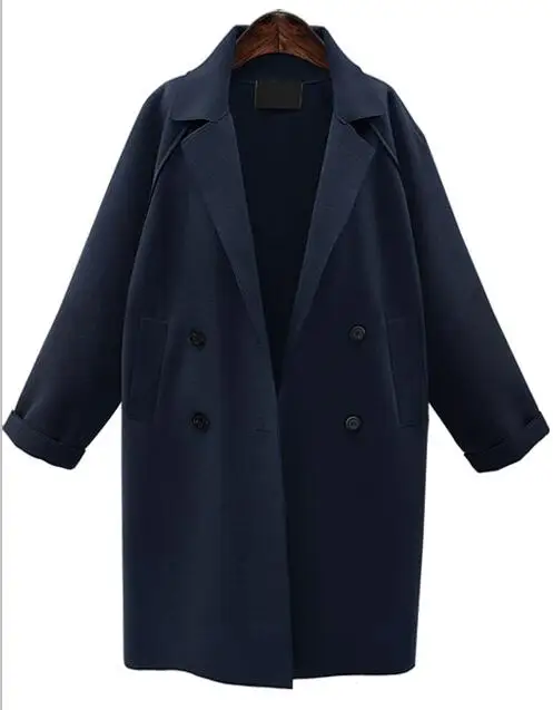 Новинка, зимнее шерстяное пальто, женское повседневное однобортное пальто с отложным воротником, европейская версия, Женская шерстяная верхняя одежда - Цвет: Navy Blue