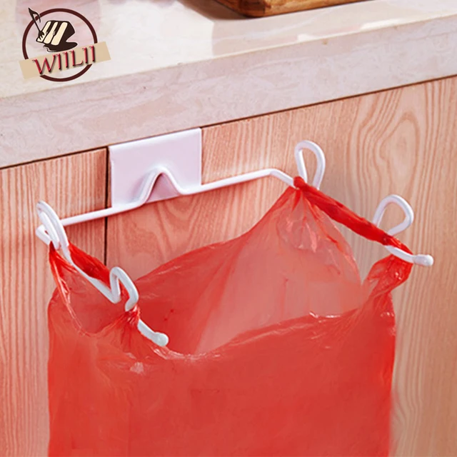 Best Price Kitchen Cabinet Door Wrought Iron Metal Garbage Bag Storage Rack Multifunctional Towel Sundries Hook For Bathroom Organizer