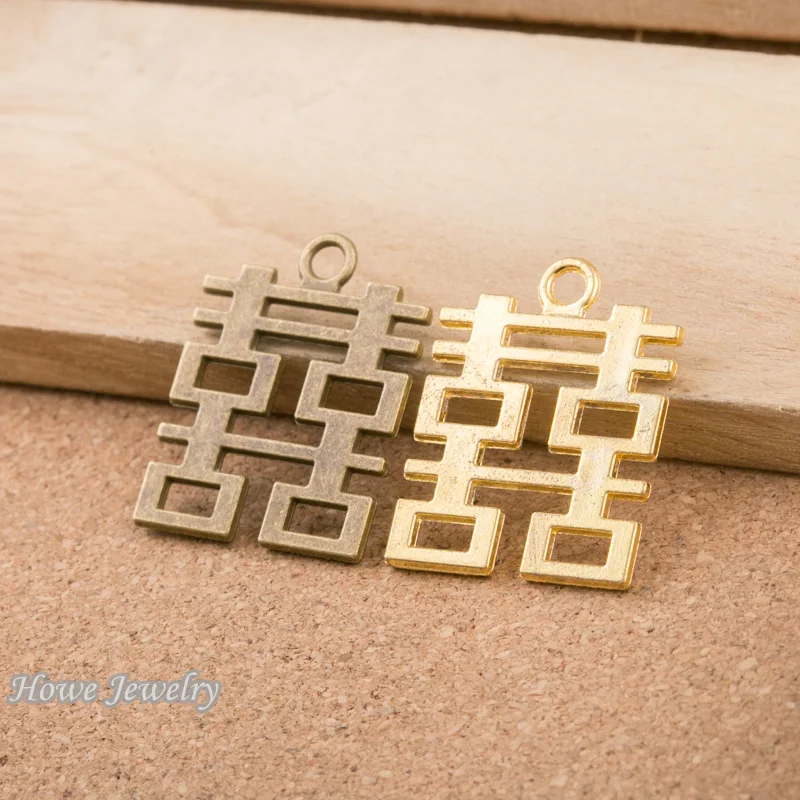 

30pcs vintage chinese character XI charms fit for earring Pendant European Style DIY jewelry findings D029