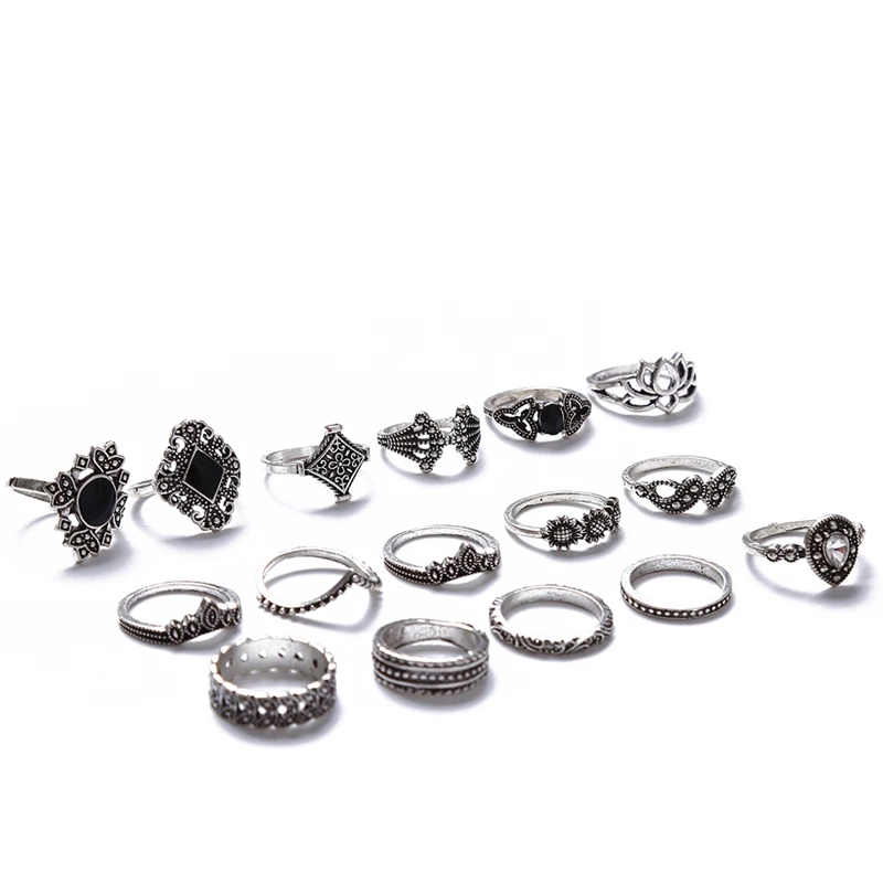 15 шт. женские модные кольца с камнями Anel Aneis Bague Femme серебряные миди ювелирные