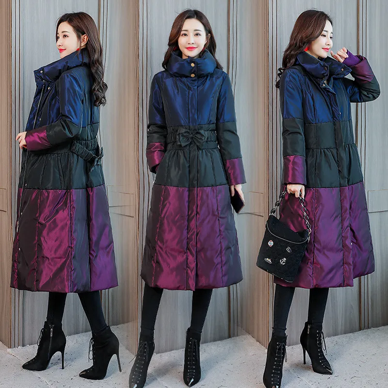 SVESIA Women's Winter Parkas Coat Jackets 2018 Standing Collar Splice Slim Women Parka Coats Jacket Overcoats