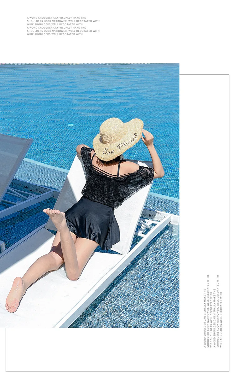 Пикантные Одна деталь Плавание костюмы с ванный комплект бикини Винтаж для женщин 2019 корейская юбка Ins красная буква полиэстер пляжное
