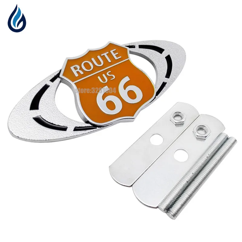 3D Metal 66 Road Route 66 Racing Front Hood Grille Badge Emblem