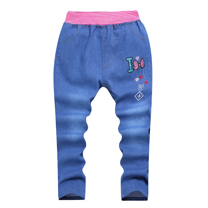 

Boy Girl Clothes Jeans Cartoon Print Striped Plaid Casual Pants Children's Wear 5-10 Y Child Quality Clothing 2019 Hot Sale