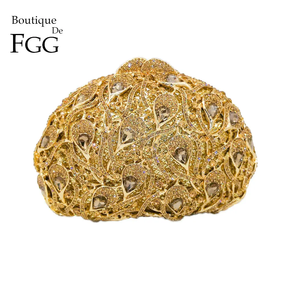 

Boutique De FGG Hollow Out Elegant Women Flower Evening Minaudiere Handbags Bridal Floral Diamond Clutch Bag Wedding Party Purse