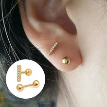 Feelgood серьги-гвоздики для пирсинга, серебро и золото, Cz серьги, Надеваемые На ушной хрящ