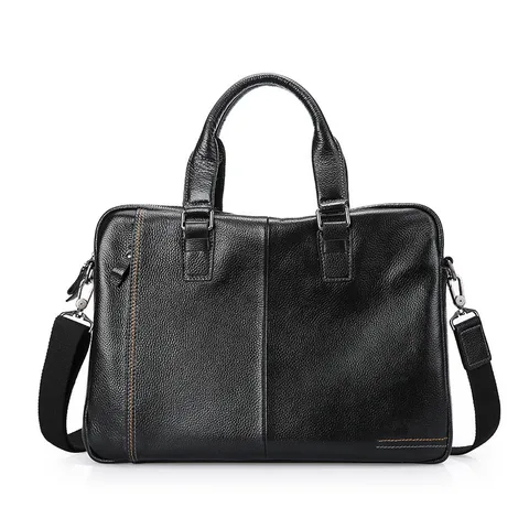 Macio do Couro Carteira dos Homens Bolsa do Mensageiro Bolsa de Escritório dos Homens Nesitu Café Preto Genuíno Maleta Masculino 14 ”laptop Negócio M0025