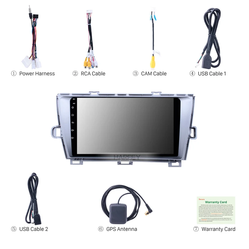 Top Harfey HD Touchscreen Radio 9" Android 8.1 for Toyota Prius 2009-2013 Left hand driver GPS Navi Bluetooth WiFi Mirror Link USB 4