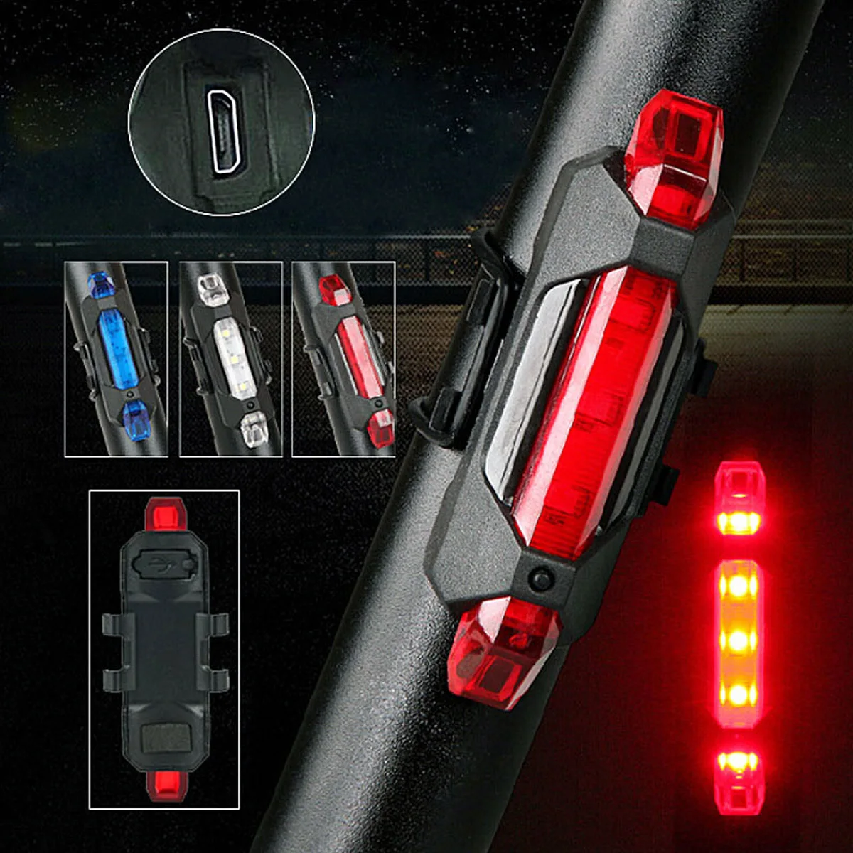 Портативный USB Перезаряжаемые велосипед хвост сзади безопасности Предупреждение светильник хвост светильник супер яркий светодиодный светильник ASD88