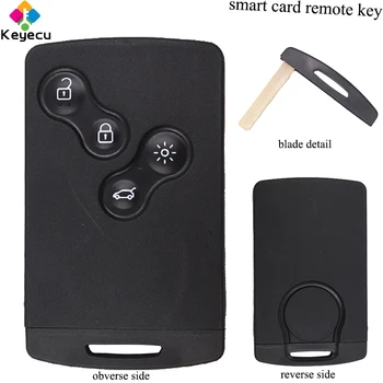 

KEYECU Smart Remote Card Car Key - 4 Buttons & 433MHz Frequency & 7953XTT Chip & Insert Emergency Blade - FOB for Renault Clio4