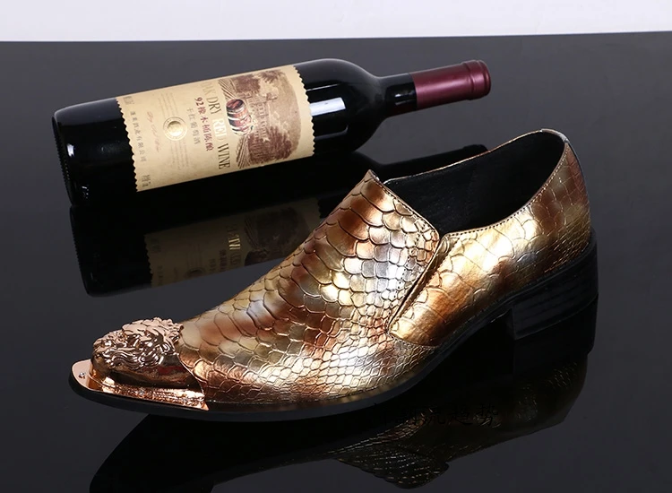 Metal Italia Cuero Vestir Partido Hombres Vaca Serpiente Patrón Toe Hombre Oxford Zapatos Calzado De Los Vestido Para 5HwxPOqX