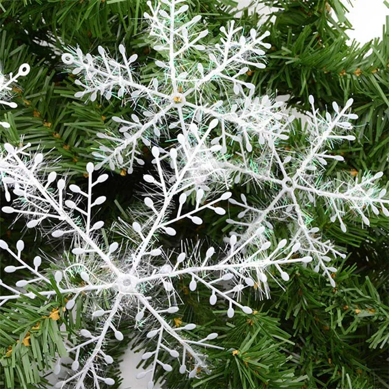 Mrosaa 30pcs 11cm Christmas Snowflake Christmas Tree Decoration Fake Snowflakes Hanging Pendant Frozen Party Supplies 2018