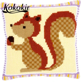 

diy cartoon squirrel embroidered mats cross stitch throw pillowcase handicraft embroidery and cross stitch kits needlework set