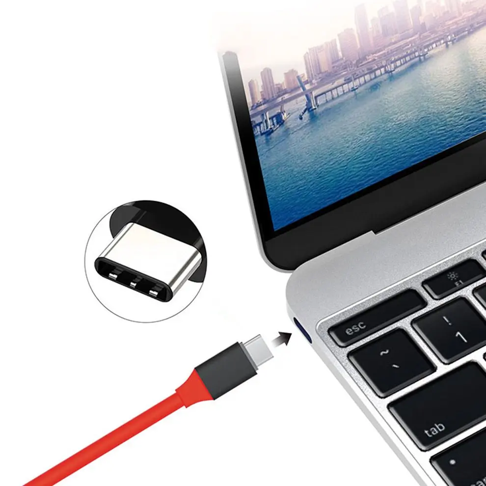 

5pcs RED 2M Type C to Video Audio Image Cables Support 4K 60Hz HD Signal For Laptop TV Notebook Mobile Phone Plug and Play