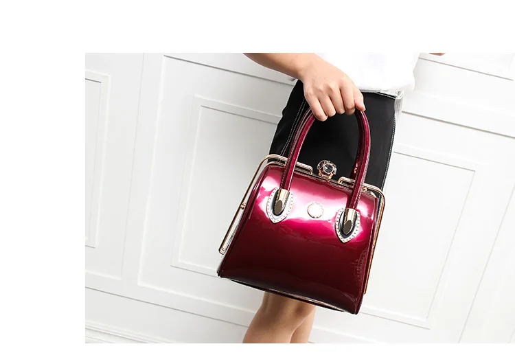 tote frame sacos couro patente marca designer