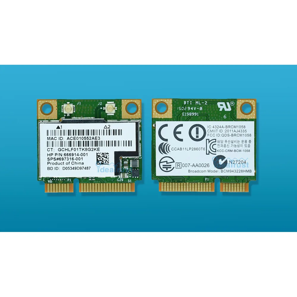 BCM943228HMB 2.4&5G 300Mbps Bluetooth 4.0 Mini PCI E BT4.0 Wlan WiFi