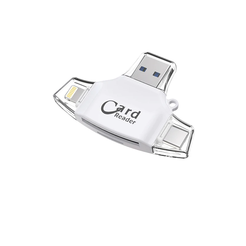 4 в 1 Тип C Micro SD кардридер usb type-c OTG USB флэш-память гаджет для iPhone iPad MacBook адаптер считыватель SD карт lightning - Цвет: Белый