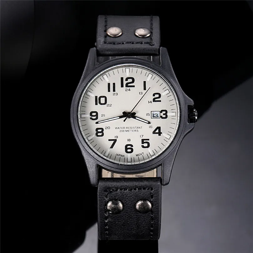 Men font b Watch b font Fashion Vintage Classic Men s Waterproof Date Leather Strap Sport