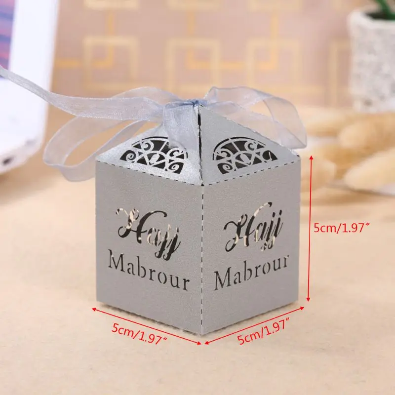 

50 Pcs/Set Eid Mubarak Paper Gift Box Ramadan Islamic Party Decorations Wedding Candy Boxes Carved Papers Packaging