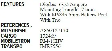 hnrock генератор выпрямителя 1260A600/MIA7504 MD611776 MD611778 RM-10 81113509 1106-007RS REC-567 31-8320 IMR7556 RTF49818