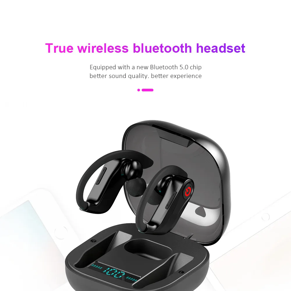 Bluetooth наушники стерео беспроводные наушники ушной крючок для бега спорт бас гарнитура с микрофоном для iPhone Xiaomi huawei мобильный телефон