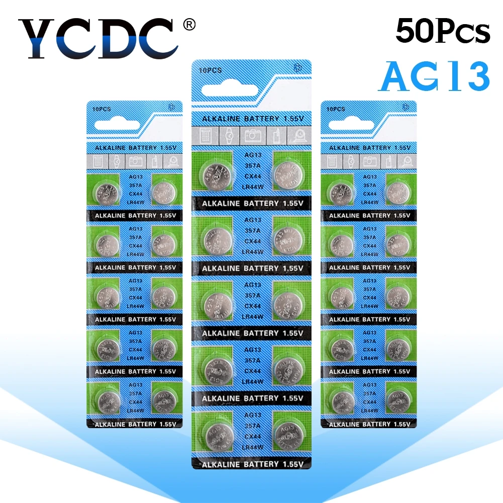 YCDC 11.11 Hot selling 50 Pcs AG13 LR44 357A S76E G13 Button Coin Cell