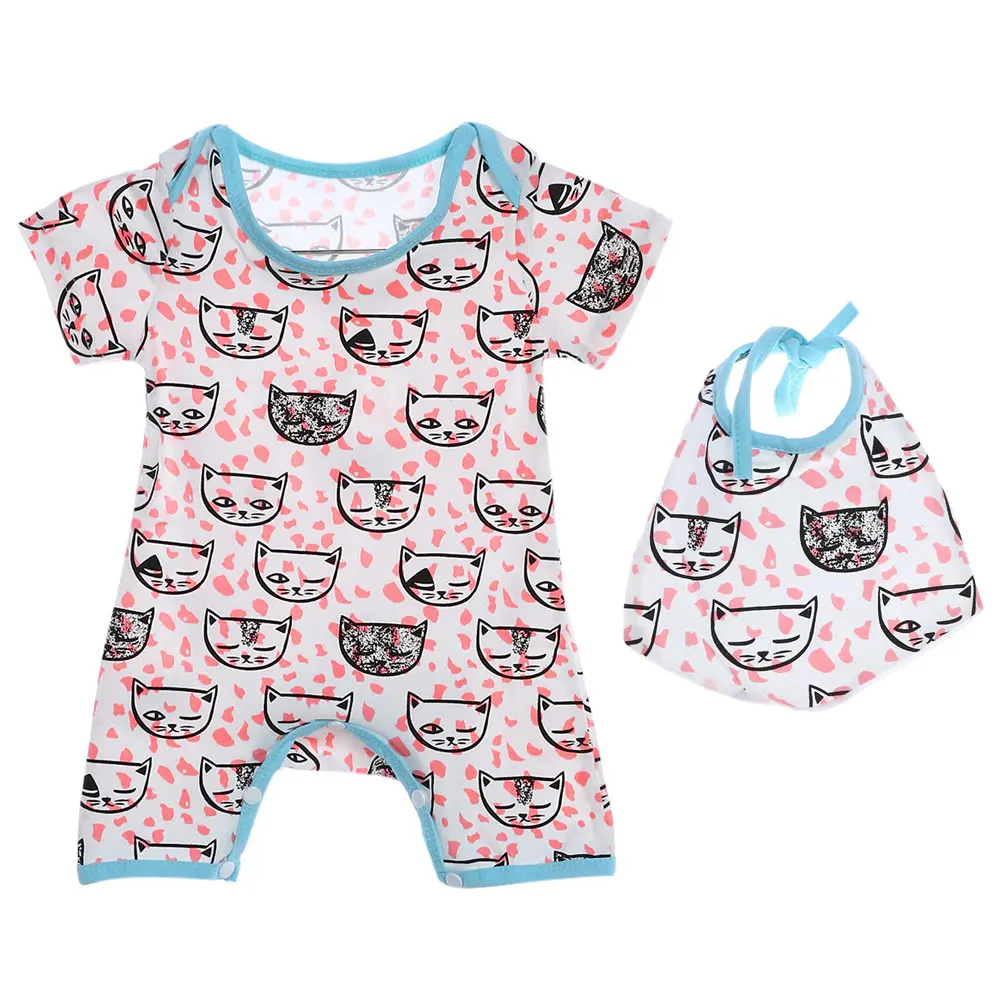 

Cute Newborn Romper Baby Boy Girl Romper Cartoon Fox Print Short Sleeve Infant Jumpsuit Cotton Toddler Summer Clothing