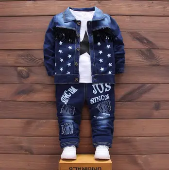 

Baby clothing baby boys long sleeve plaid shirt+jeans pants 2 pcs autumn spring baby boy clothe suit