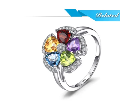 Jewelrypalace Fower 2.6ct натуральный голубой топаз, аметист, цитрин гранат перидот кольцо стерлингового серебра 925 пробы драгоценных камней Красивые ювелирные изделия