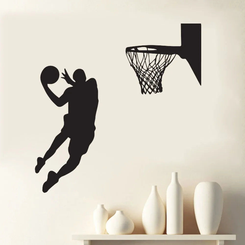 Sports Wall Decal NBA Slam Dunk Home Decor Wall Mural Removable Art Vinyl Wall Decal Room