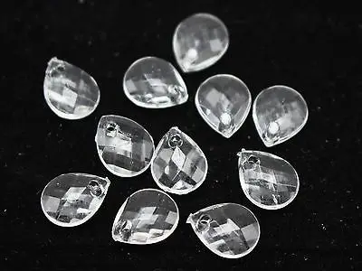 

500 Clear Transparent Acrylic Faceted Teardrop Charm Pendants 10X8mm