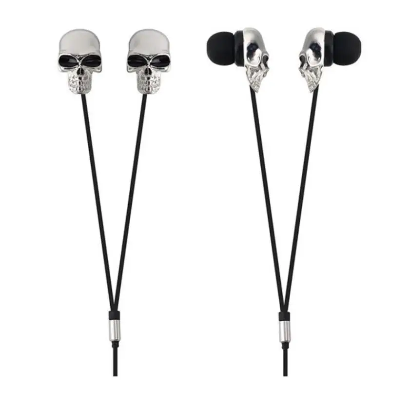 FineBlue Stereo Metal Skull Earphones Skeleton InEar Earphone 3.5mm Halloween Gift Connector