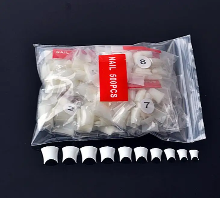 

500pcs Acrylic French False Duck Toe Nail Art Tips Set White Clear Natural Choose