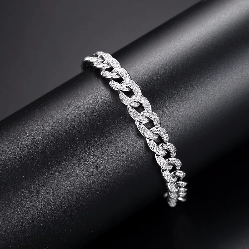 LUOTEEMI AAA Cubic Zirconia Paved Delicate Hip Hop Curb Cuban Link Chain Bracelet For Women Luxury Exquisite Party Jewelry Gifts