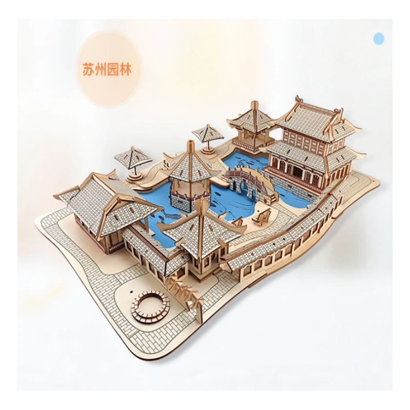 

DIY Model toys 3D Wooden Puzzle Chinese Architecture Suzhou gardens Wooden Kits Puzzle Game Assembling Toys Gift for Kids P46