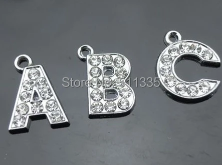 

260pcs/lot A-Z rhinestones diy letter Alphabet pendant hang charm wholesale