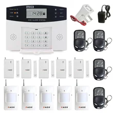 Metal Remote Control Voice Prompt Wireless door sensor Home Security GSM Alarm systems LCD Display Wired Siren Kit SIM SMS Alarm