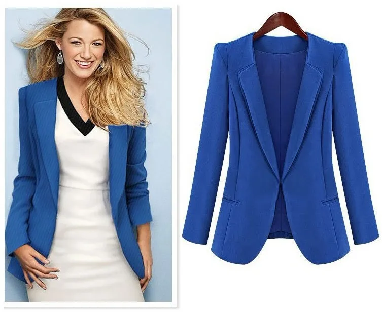 Женский блейзер, весна и осень, новинка, женское повседневное пальто с длинным рукавом, приталенное, размера плюс 4XL, черный, синий, верхняя одежда, куртка
