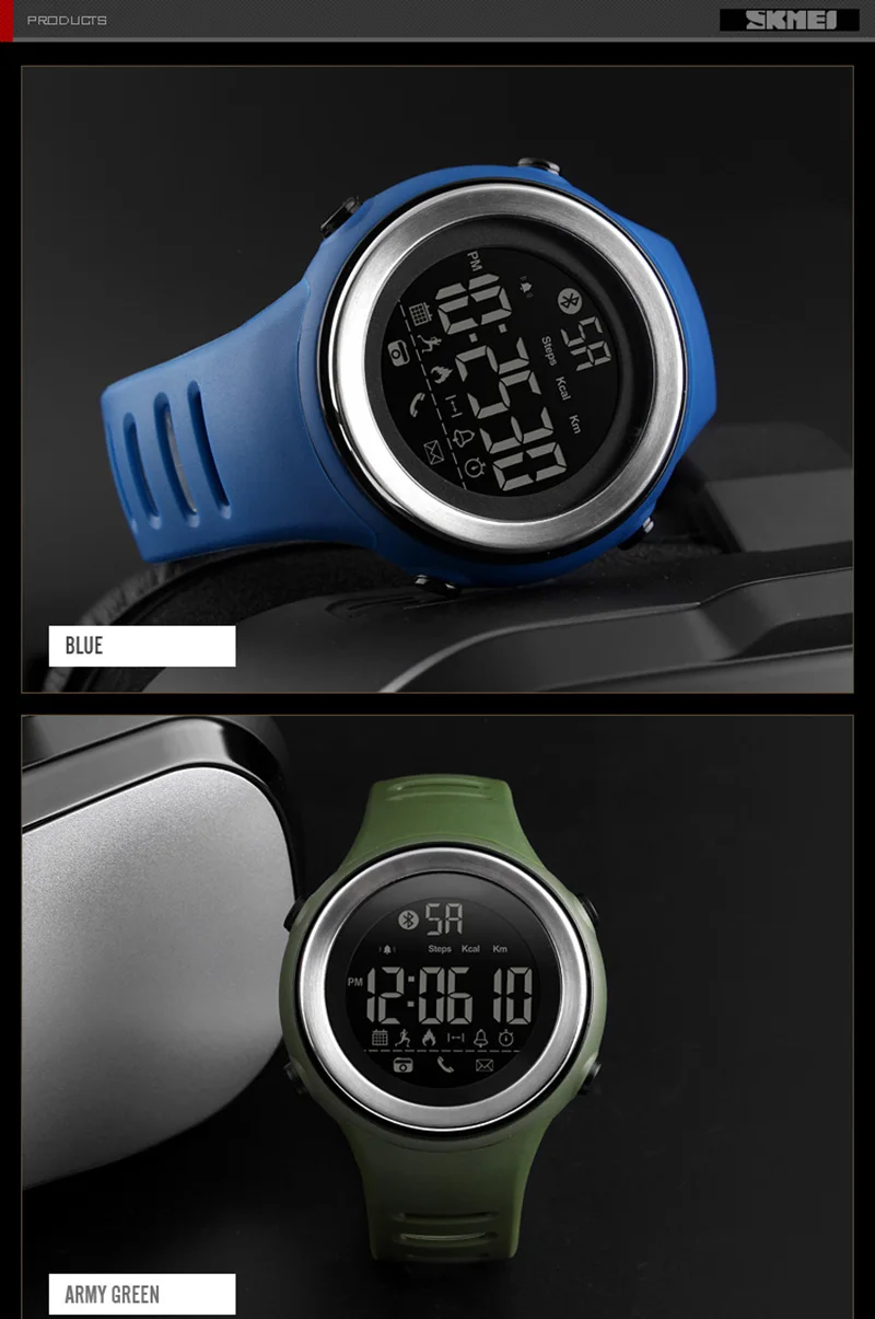 SKMEI новые мужские Цифровые Смарт-часы Bluetooth фитнес Шагомер Калорий спортивные часы водонепроницаемые сообщения напоминание смарт