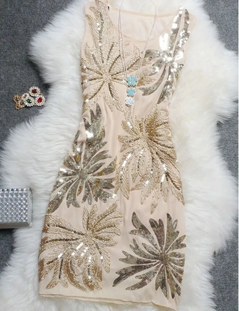 Women's Sexy Floral Sequined Dress-2