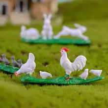 Милый миниатюрный петух Кролик Утка пейзаж ферма кукольный домик украшение