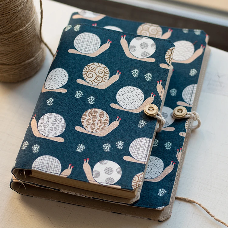 

A5 A6 Handmard Loose Leaf Diary Notebook, Fabric Cloth Cute Snail Personal Agendar Journal Planner Notepad with Refill Papers