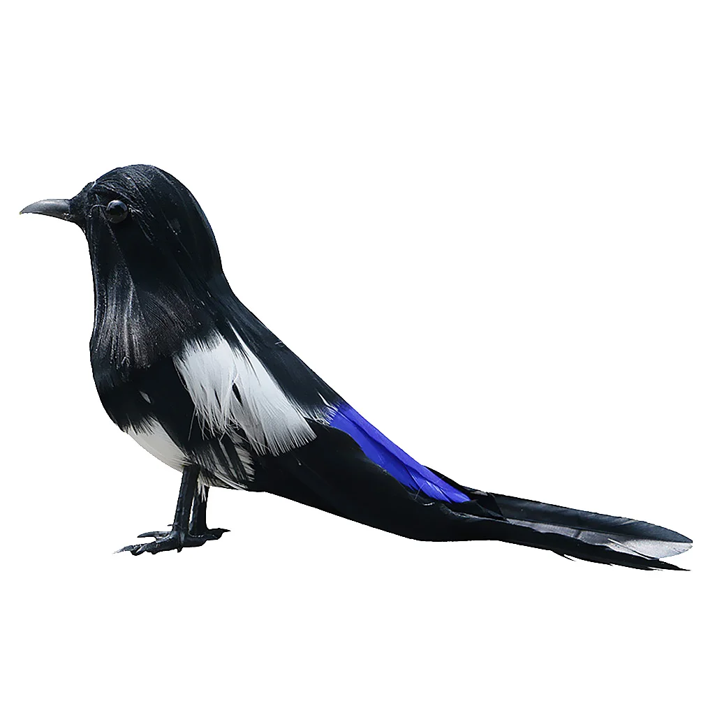 2 Piece Artificial Bird Feathered Realistic Garden Home Ornament Magpies