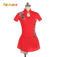 Винно-красный костюм для фигурного катания Cheongsam фигурные юбки для конькобежцев красивое платье для катания на коньках