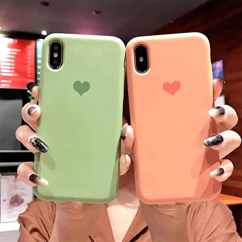 

High Quality Soft Matte Liquid Silicone Phone Cases For iPhone XS MAX XR X 10 8 7 6s Plus Love Heart Cover for 7Plus 8Plus funda