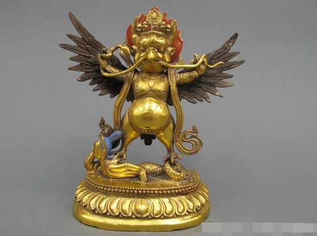 

wholesale factory Tibet Religion Temple Copper Bronze Gild Bird Garuda Tantric Buddha Statue
